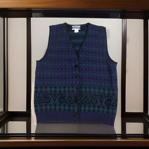 Vtg Pendleton Blue Paisley Classic Vest Sz. S Wool Blend Blanket Navajo USA Made